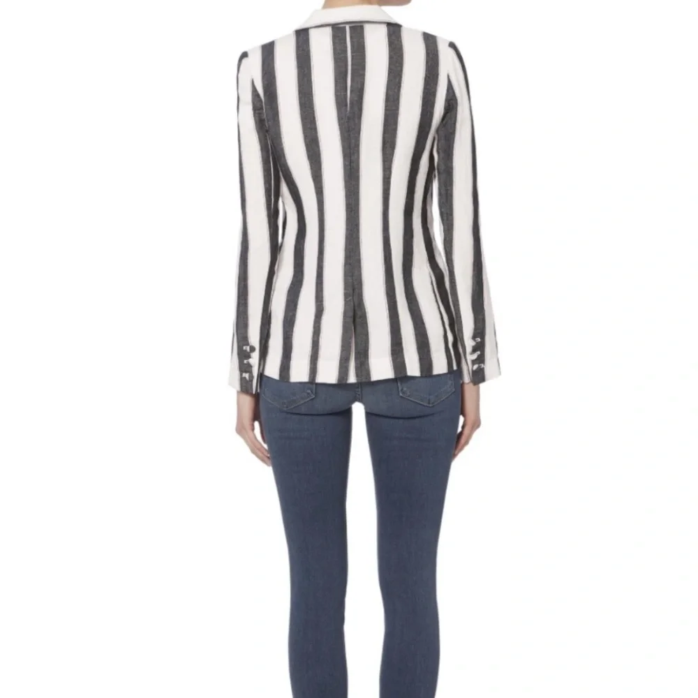 🆕 FRAME Denim Linen Striped Blazer - Picture 5 of 5